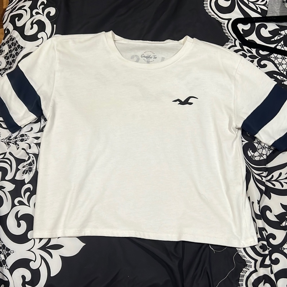 Girls white/ navy t-shirt